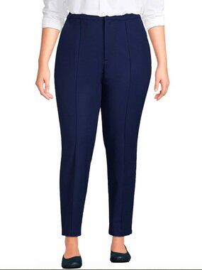 NEW! Lands End Women's Plus High Rise Stretch Pencil Ankle Pants Navy 16W